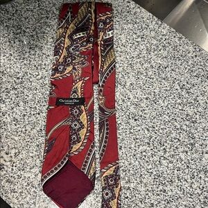 Dior Burgundy and Gold Paisley Tie